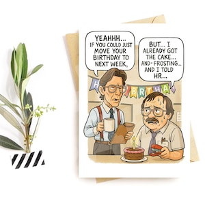 Carte d'anniversaire amusante pour collègue - Parodie de fête de bureau - Carte humoristique d'entreprise - Blague hilarante sur le lieu de travail - Carte pour amis de travail