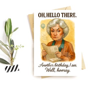 Sarcastische verjaardagskaart voor haar – grappige grumpy lady-groet, retro sass-humor voor vrienden of familie
