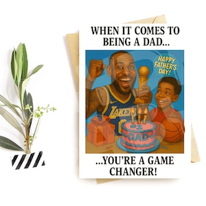 Cartão Game Changer Dad - Cartão engraçado para o Dia dos Pais, Cartão de paródia de basquete para crianças, Presente para fãs de esportes