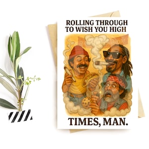 Carte d'anniversaire amusante pour lui - Conception de l'équipe de stoner parodie - Humour grignotants mauvaises herbes - Anniversaire commun hilarant - Carte pour Chill Vibes uniquement