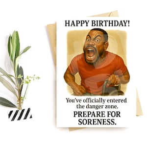 Grappige verjaardagskaart – hilarische kaart met gevarenzone – wilde schreeuwende grap – sarcastische ouder wordende humor – over-the-top feestcadeau