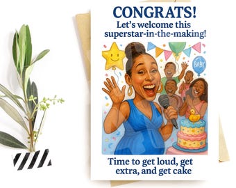 Baby Shower Card | Funny Congratulations New Baby, Superstar in the Making