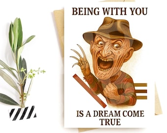 Tarjeta de San Valentín de terror divertida: Amor espeluznante para los amantes del humor negro.