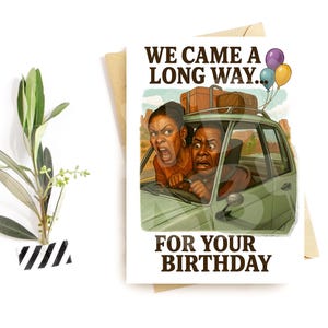 Cartão de aniversário engraçado para viagem de carro – Cartão de férias hilário para casal, Saudação de aniversário com caos familiar, Humor de passageiro irritado