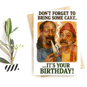 Lustige Geburtstagskarte für Ihn – Parodie Stoner Kuchen Karte – Chill Geburtstags Humor – Weed Themed Gruß – Urkomische Karte für Erwachsene