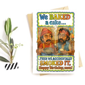 Funny Stoner Birthday Card – Baked Cake Parody – Retro Humor for Him