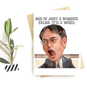 Carte d'anniversaire de bureau amusante – FAUX ! L'âge est un mot - Salutation sarcastique de nerd - Carte d'humour sec pour les collègues, les amis ou les fans de grammaire