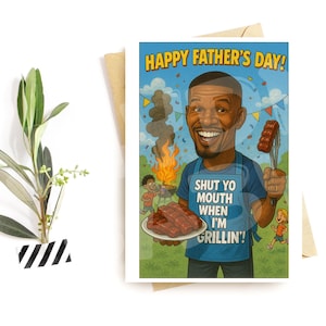 Tarjeta "Papá Asador": Divertida tarjeta para el Día del Padre, Tarjeta Humorística de Barbacoa en el Jardín, Divertida Parodia del Maestro Asador
