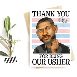 Cartão de agradecimento engraçado para casamento – Paródia de Usher – Obrigado por ser nosso presente de Usher