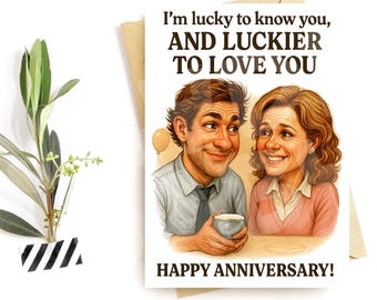 Funny Anniversary Card – Lucky to Love You, Romantic Humor for Husband, Wife, or Partner