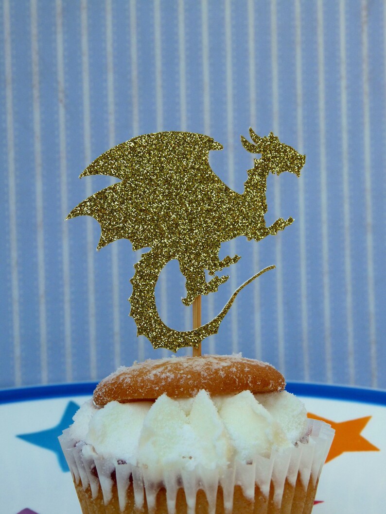 Dragon Cupcake Toppers Pack of 6 or 12 Birthday Etsy