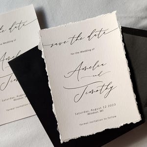 Save the Date, Save the Date stampato avorio, Save the Date semplice, Save the Date elegante, bordi strappati, bordi strappati a mano, Save the Date semplice