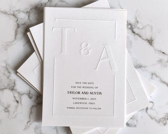 Embossed Save the Date, Embossed Invitation, Printed Save the Date, Simple Save the Date, Embossed Save the Date Invitation, Blind Emboss