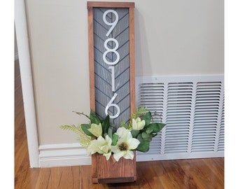 Fairview Personalized Vertical Address Planter | Rustic Housewarming Decor | Real Estate Gift