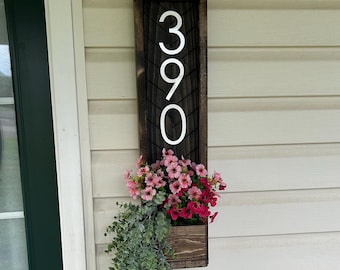 Vertical Address Sign: Custom House Number Plaque, Modern Home Decor