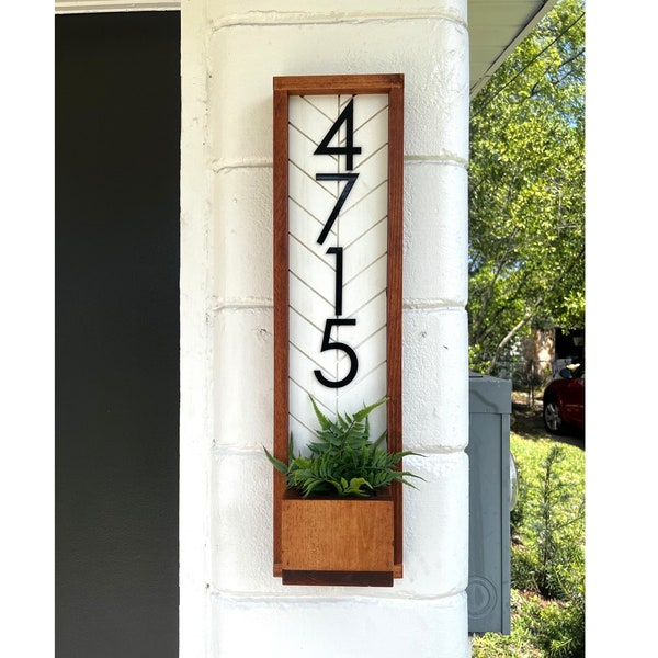 Fairview Vertical Address Sign Planter, House Number, House Number Sign, Address Sign, Address Plaque Personalized Numbers Sign, Housewarm