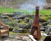 Modern Steel Chiminea Fire Pit: Backyard Patio Heater