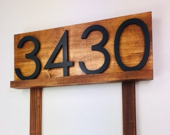 Lawn Address Sign with Stakes, Yard Address Plaque for House Entryway, Modern House Numbers for Outside, Large Personalized Address Numbers