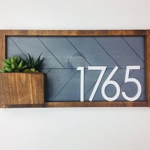 Weston Address Sign with Planter, Modern Address Plaque for Home, Personalized House Number Sign, Address Numbers for Outside, Housewarming