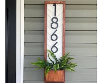 Fairview Vertical Address Sign Planter, House Number, House Number Sign, Address Sign, Address Plaque Personalized Numbers Sign, Gift