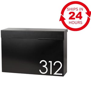 Mailbox, wall mount mailbox, modern mailbox, black mailbox, locking mailbox, custom mailbox, metal mailbox, steel mailbox, mailbox numbers