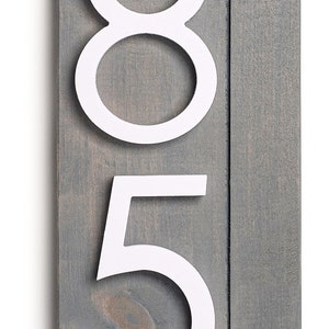 Laurel Vertical Address Sign for House, Modern Address Plaque, House Numbers for Outside, Large Address Numbers, Personalized ddress Classic Gray / WHITE