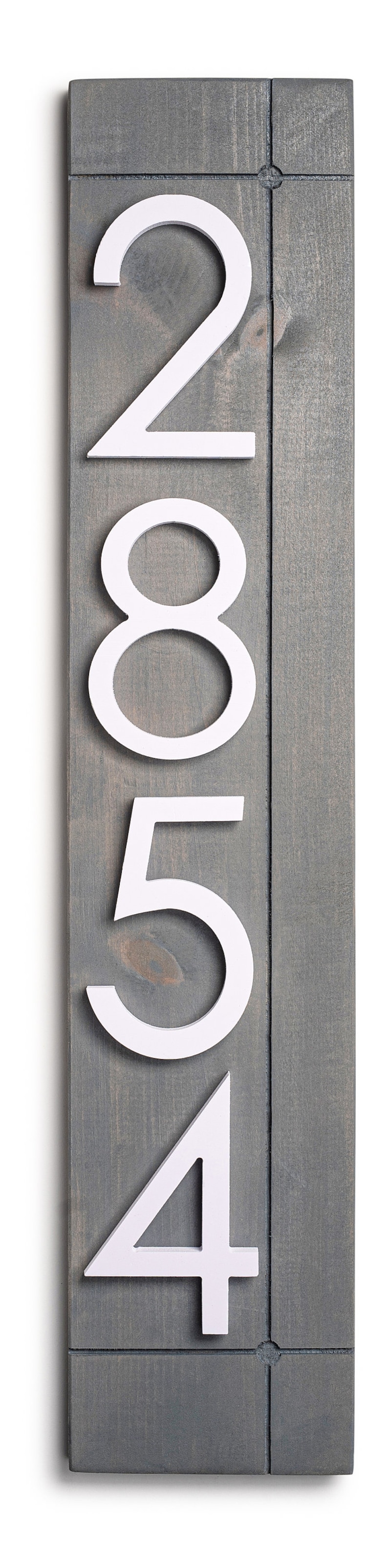 Laurel Vertical Address Sign for House, Modern Address Plaque, House Numbers for Outside, Large Address Numbers, Personalized ddress Classic Gray / WHITE