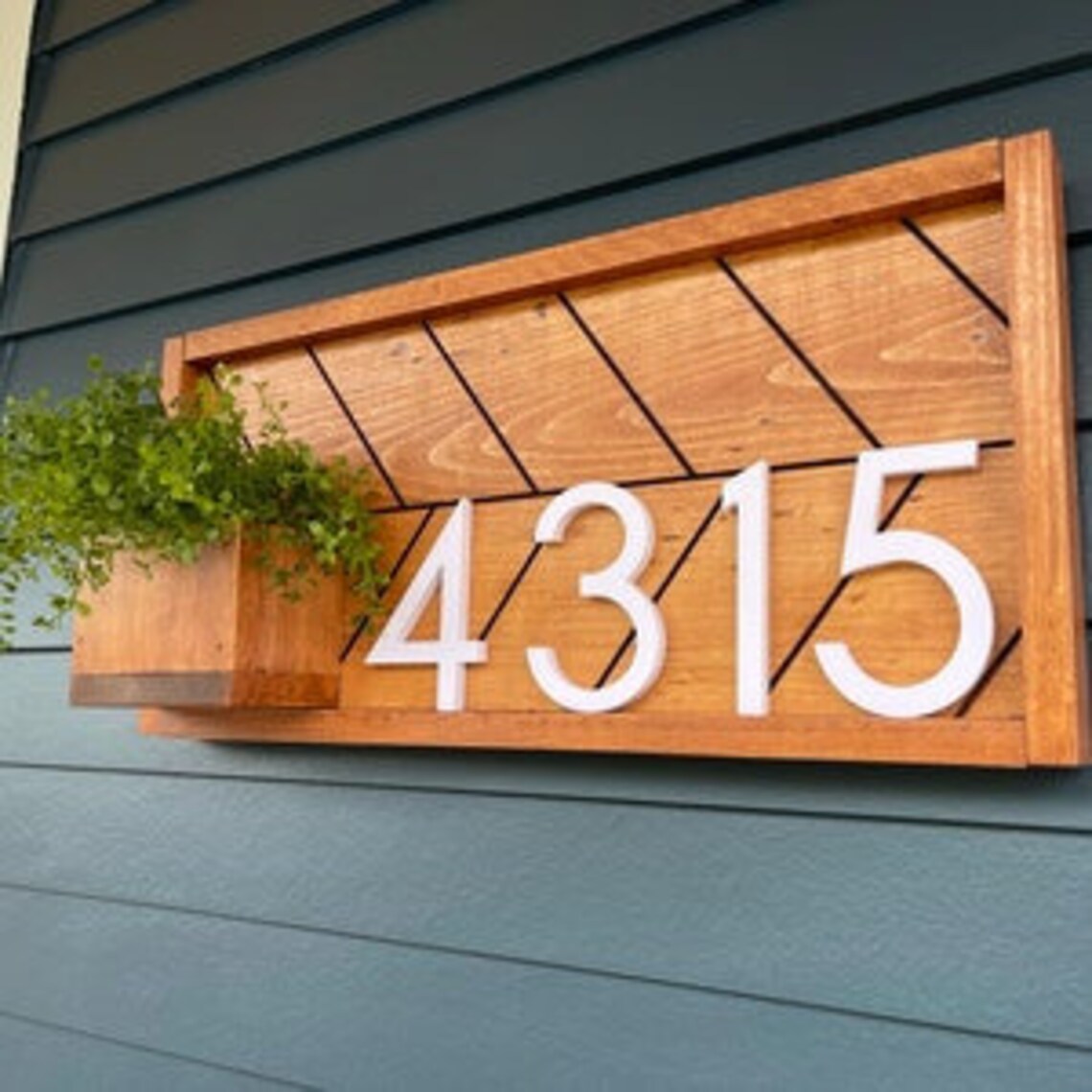 House Numbers Planter House Number Planter Address Sign Etsy