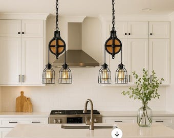 Modern Farmhouse Pendant Light Fixture - Kitchen Island Lighting