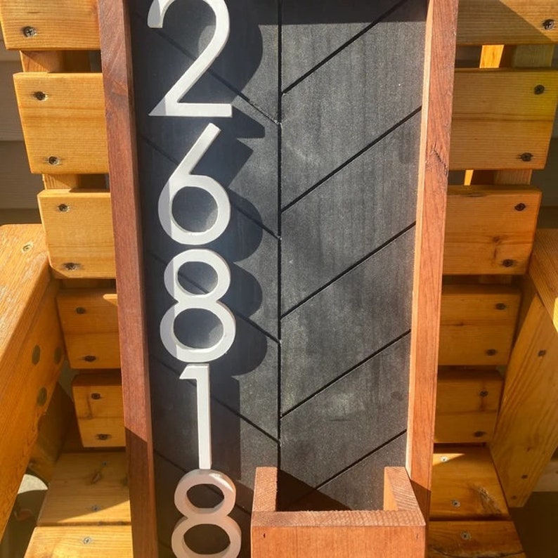 Planter Box House Number Sign Vertical Address Sign With Etsy
