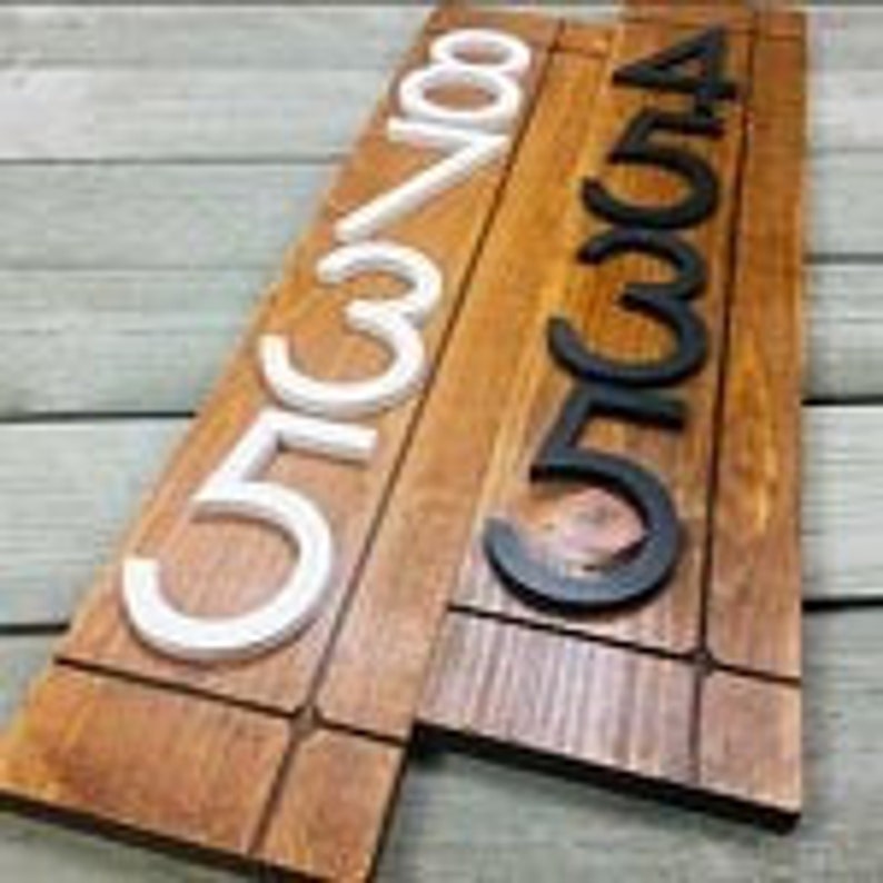 Laurel vertical address sign for house, modern address plaque, house numbers for outside, large address numbers, personalized address sign image 3