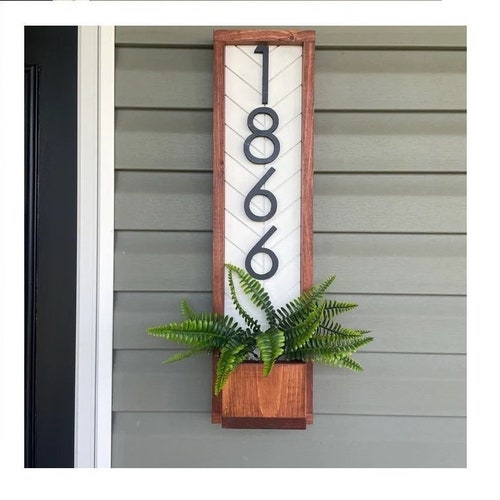 House Number Sign House Number Planter Address Planter Etsy Canada