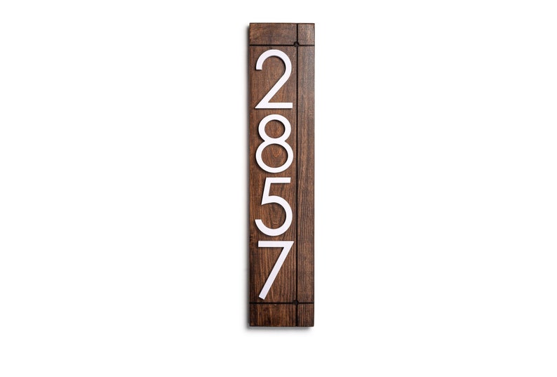 Laurel vertical address sign for house, modern address plaque, house numbers for outside, large address numbers, personalized address sign image 2