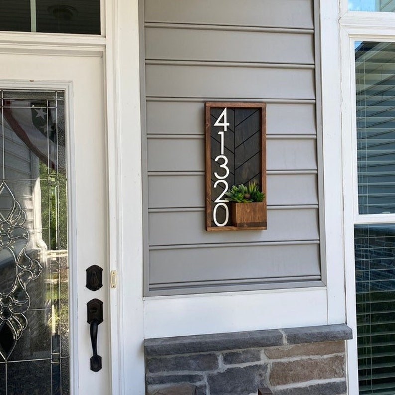 Planter Box House Number Sign Vertical Address Sign With Etsy