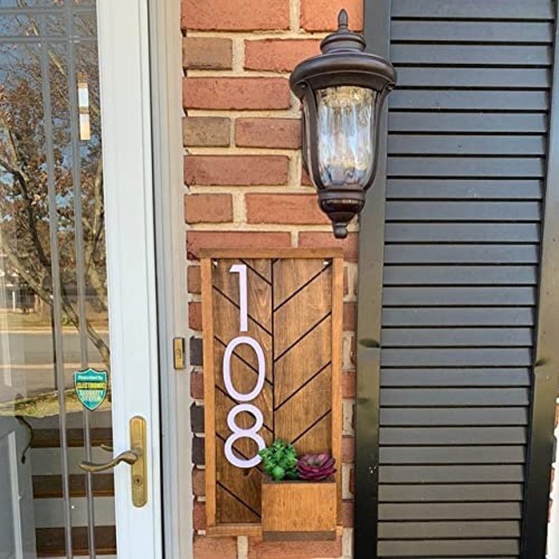 Planter Box House Number Sign Vertical Address Sign With Etsy