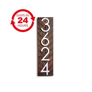 Modern Vertical Address Sign: Reflective House Numbers Plaque