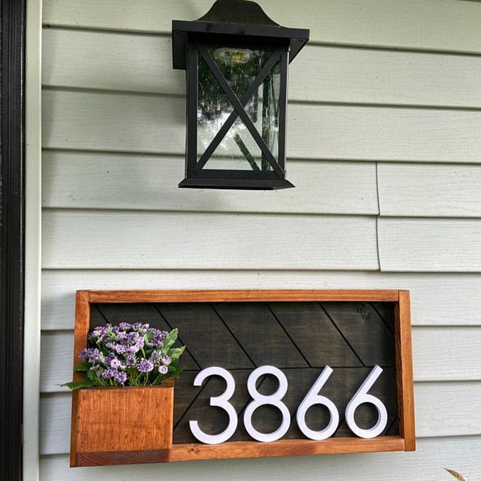 Address Sign With Planter Modern Address Plaque for Home Etsy