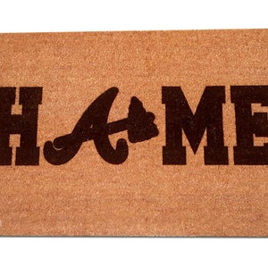 Atlanta Braves Laser Engraved Home Door Mat - Coir, coconut hair, 30&quot; x 18&quot; doormat, welcome, baseball