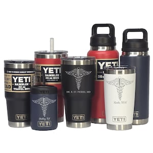 YETI Personalized Caduceus, Medical, Doctor, Nurse Gift - Laser Engraved Tumblers, Mugs with Handles, Chug Bottles and Can Colsters