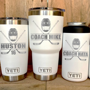 YETI Stainless Steel Tumbler Laser Engraved 20 or 30 oz and Colsters - Personalized  HOCKEY - Player, Coach, multiple colors available