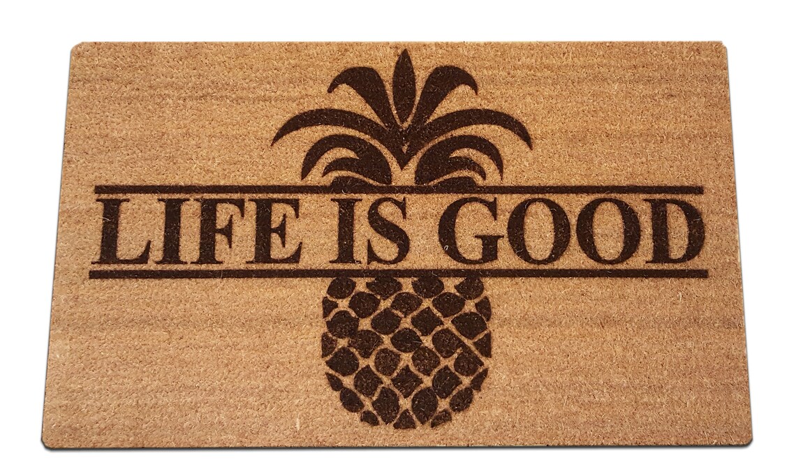 PERSONALIZED Pineapple Split Laser Engraved Door Mat Etsy