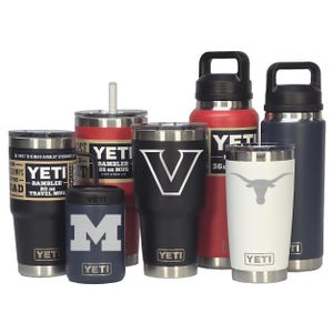 Personalized COLLEGE or UNIVERSITY of choice, Laser Engraved YETI Tumblers, Mugs with Handles, Can Colsters and Bottles, Select Color