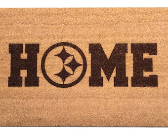 Pittsburgh Steelers Laser Engraved Home Door Mat - Coir, coconut hair, 30&quot; x 18&quot; doormat, welcome, Football fan gift