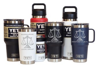 Personalized Attorney, LAWYER, Legal Justice system gift, Laser Engraved YETI Tumblers, Mugs, Can Colsters, and Chug Bottles, select color