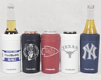 Frost Buddy 2.0 Can Cooler Fits ALL 12 and 16 oz. Cans and Bottles, Personalized, Laser Engraved, Select Your Team or School Logo