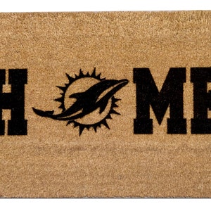 MIAMI DOLPHINS Laser Engraved Home Door Mat - Coir, coconut hair, 30" x 18" doormat, welcome, Football fan gift