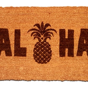 ALOHA Pineapple Laser Engraved Welcome Door Mat - Coir, coconut hair, 30&quot; x 18&quot; doormat, home