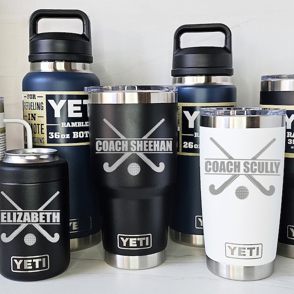 YETI Stainless Steel Tumbler Laser Engraved 20 or 30 oz., Colsters and Bottles - FIELD HOCKEY - Player Coach Gift, Select Color