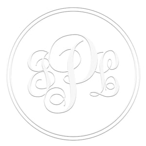 Kundenspezifisches Prägesiegel, personalisiertes ausgefallenes 3-Buchstaben-Monogramm, 1,625-Zoll-Rundpräger, Umschlagpräger, Buchpräger, Serviettenpräger