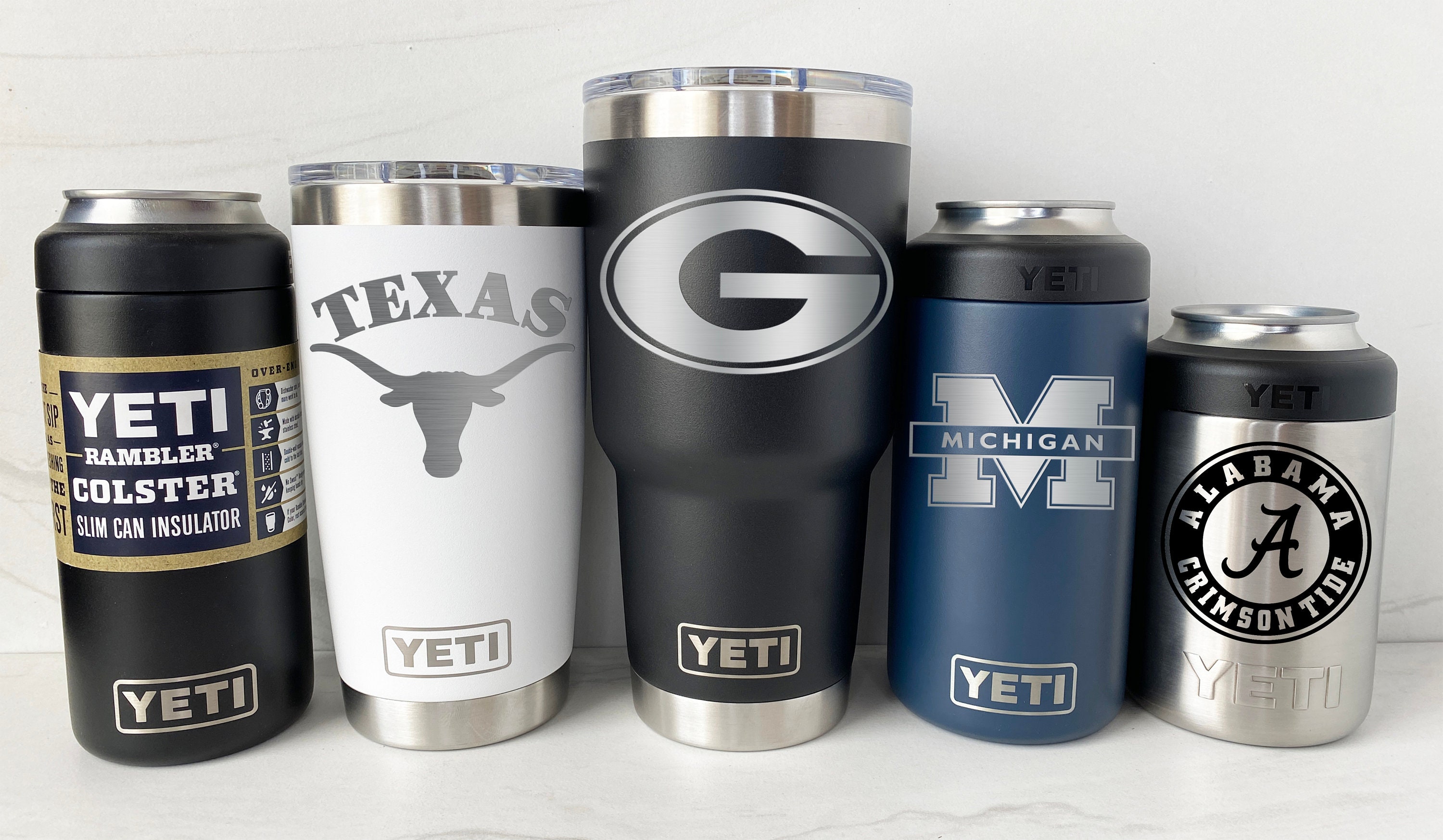 Georgia Bulldogs YETI Laser Engraved 20 or 30 oz. Tumblers and Colsters, UGA